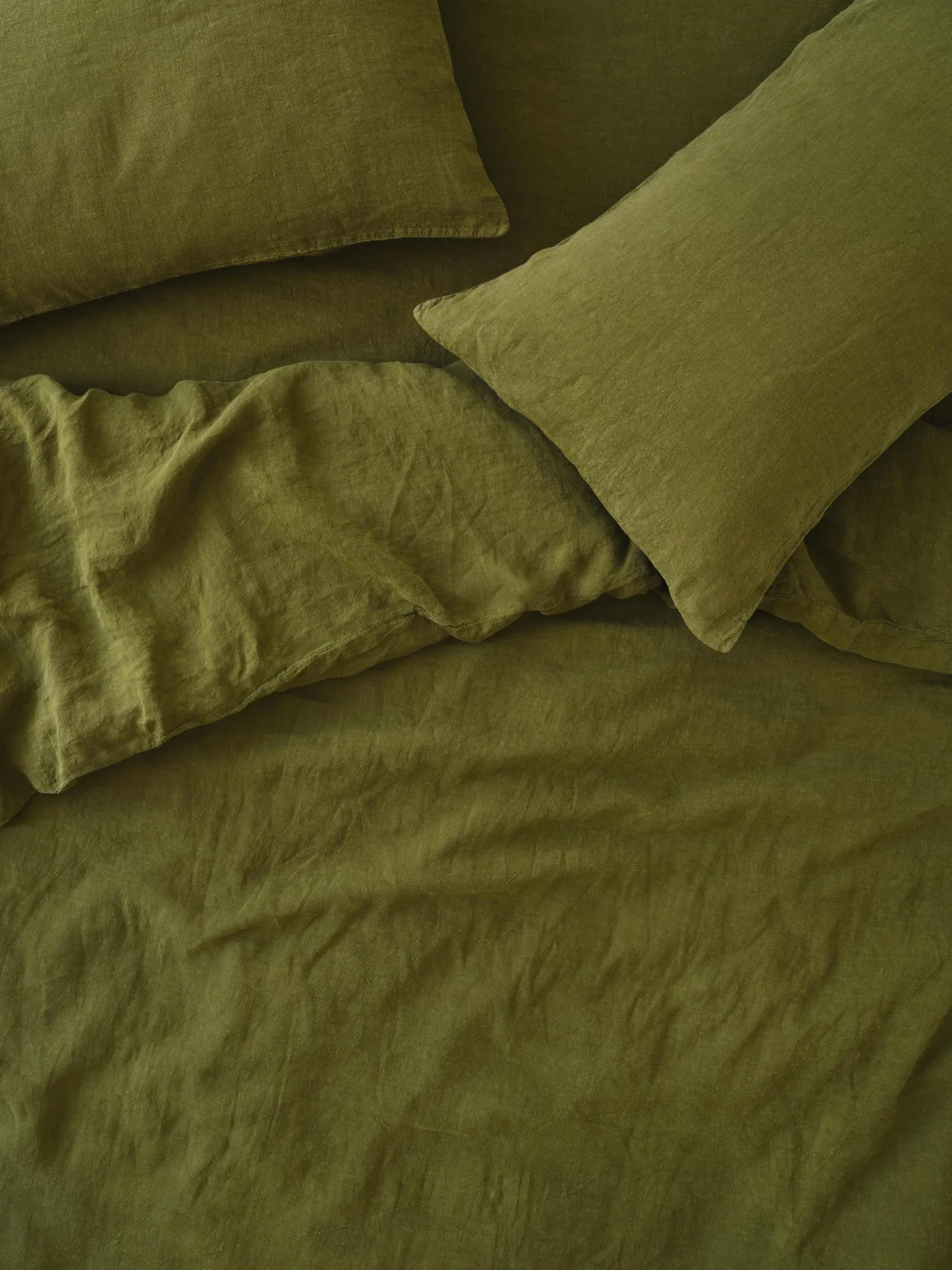 Botanical Green Linen Blend Duvet Cover