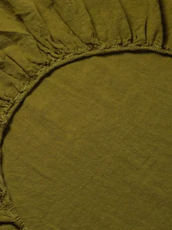 Botanical Green Linen Blend Fitted Sheet
