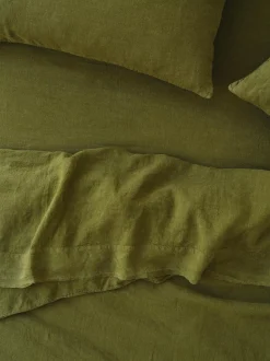 Botanical Green Linen Blend Fitted Sheet
