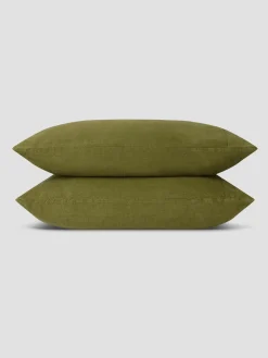 Botanical Green Linen Blend Pillowcases (Pair)