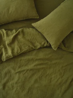 Botanical Green Linen Blend Pillowcases (Pair)