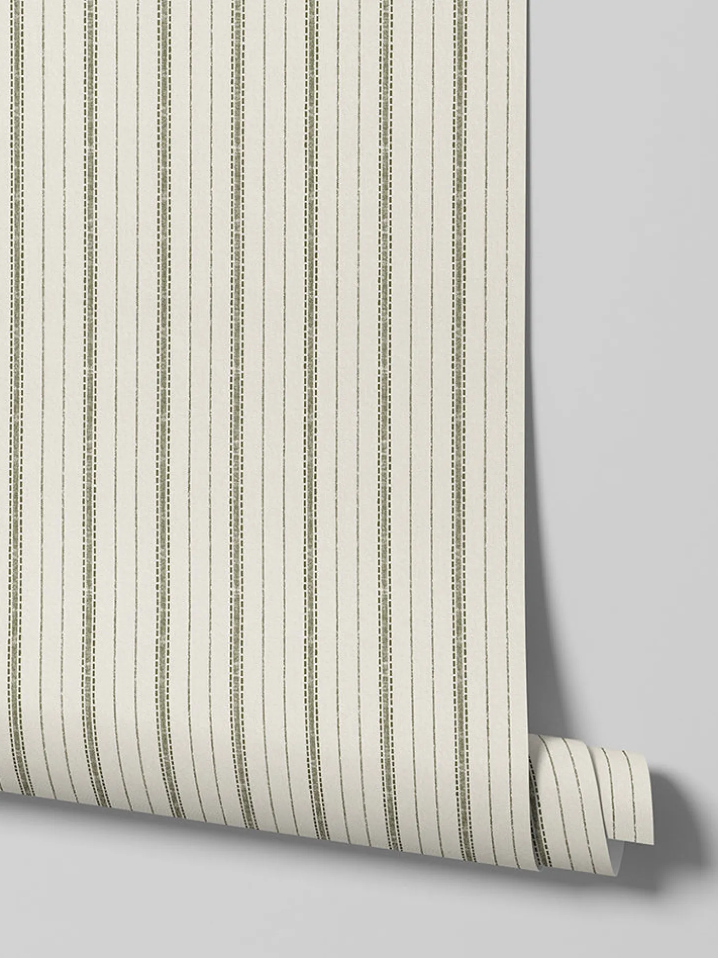 Botanical Green Ticking Stripe Wallpaper