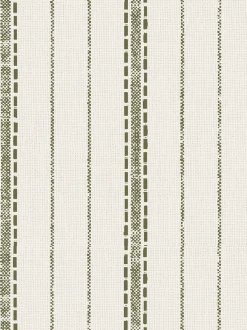 Botanical Green Ticking Stripe Wallpaper