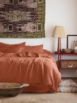 Burnt Orange 100% Linen Duvet Cover