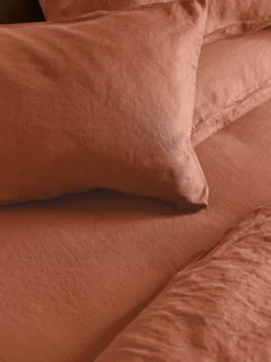 Burnt Orange 100% Linen Fitted Sheet