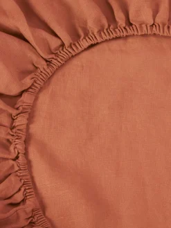 Burnt Orange 100% Linen Fitted Sheet