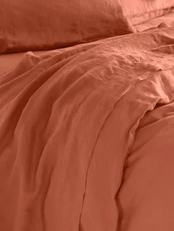 Burnt Orange 100% Linen Flat Sheet