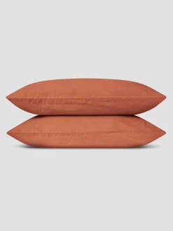 Burnt Orange 100% Linen Pillowcases (Pair)