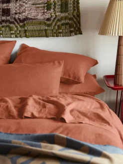 Burnt Orange 100% Linen Pillowcases (Pair)