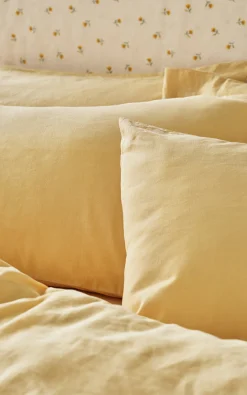Butter Yellow Linen Blend Bedding Set