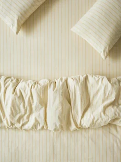 Butter Yellow Slumber Stripe Cotton Fitted Sheet