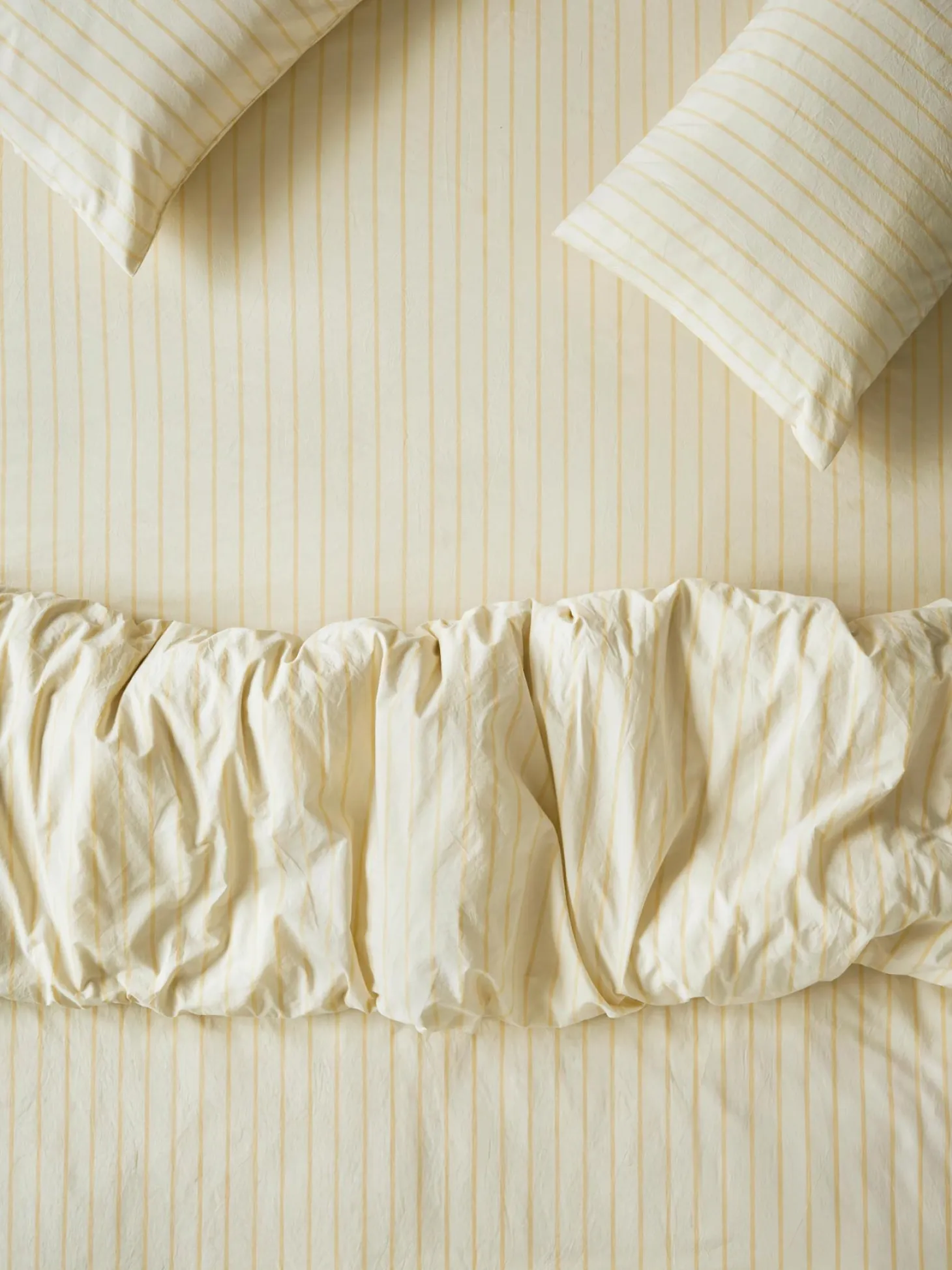 Butter Yellow Slumber Stripe Cotton Fitted Sheet