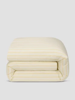 Butter Yellow Slumber Stripe Cotton Duvet Cover