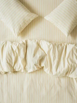 Butter Yellow Slumber Stripe Cotton Duvet Cover