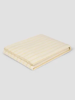 Butter Yellow Slumber Stripe Cotton Flat Sheet