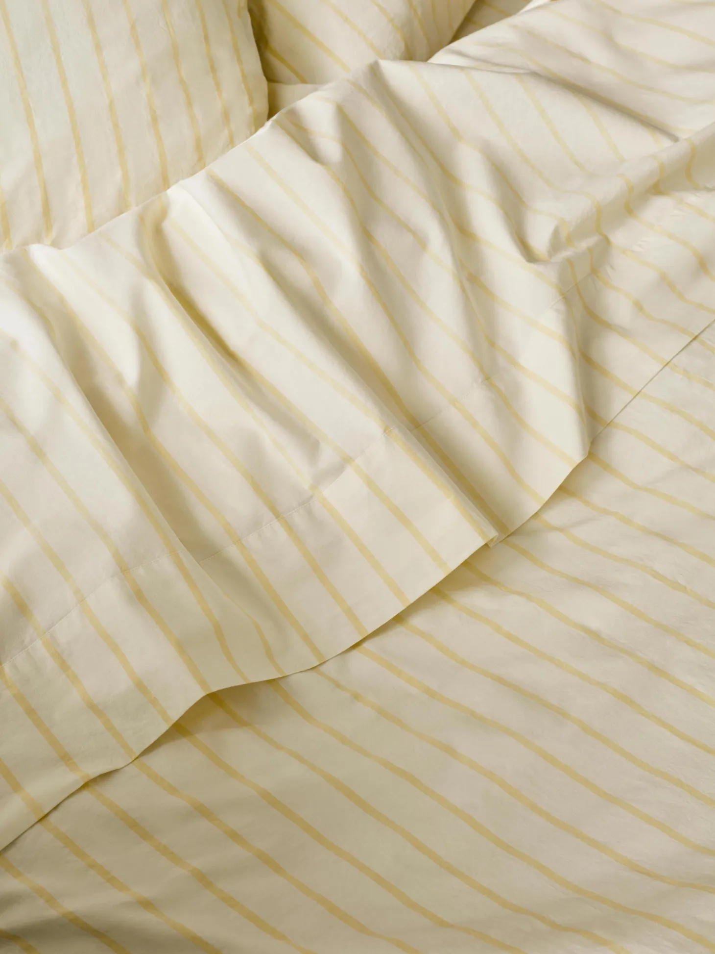 Butter Yellow Slumber Stripe Cotton Flat Sheet