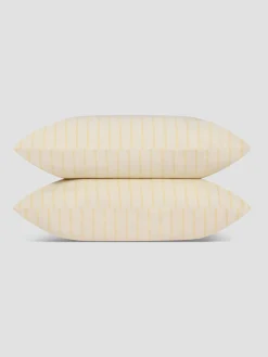 Butter Yellow Slumber Stripe Cotton Pillowcase (Pair)