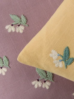 Butter Yellow Snowdrop Embroidered Filled Cushion