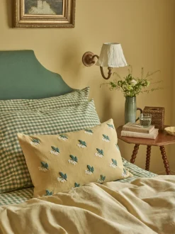 Butter Yellow Snowdrop Embroidered Filled Cushion