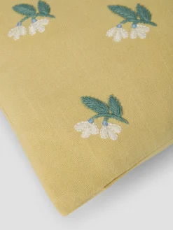 Butter Yellow Snowdrop Embroidered Filled Cushion