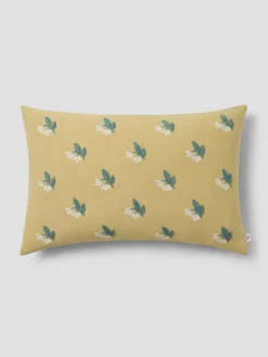 Butter Yellow Snowdrop Embroidered Filled Cushion