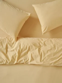 Butter Yellow Washed Cotton Percale Duvet Cover