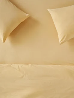 Butter Yellow Washed Cotton Percale Fitted Sheet