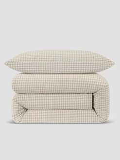 Café au Lait Gingham Kids Cotton Bedding Set
