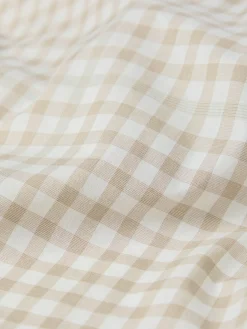 Café au Lait Gingham Kids Cotton Fitted Sheet