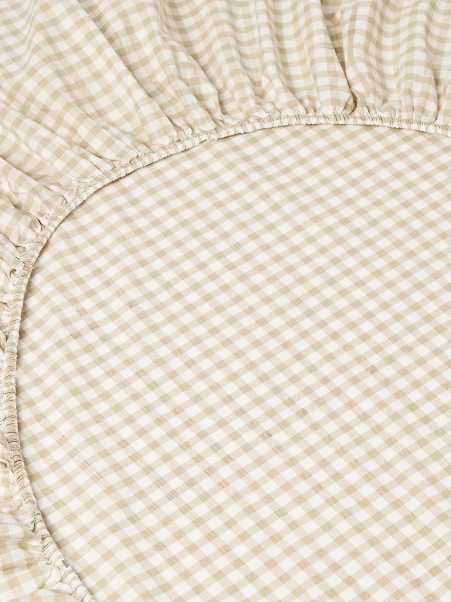 Café au Lait Gingham Kids Cotton Fitted Sheet