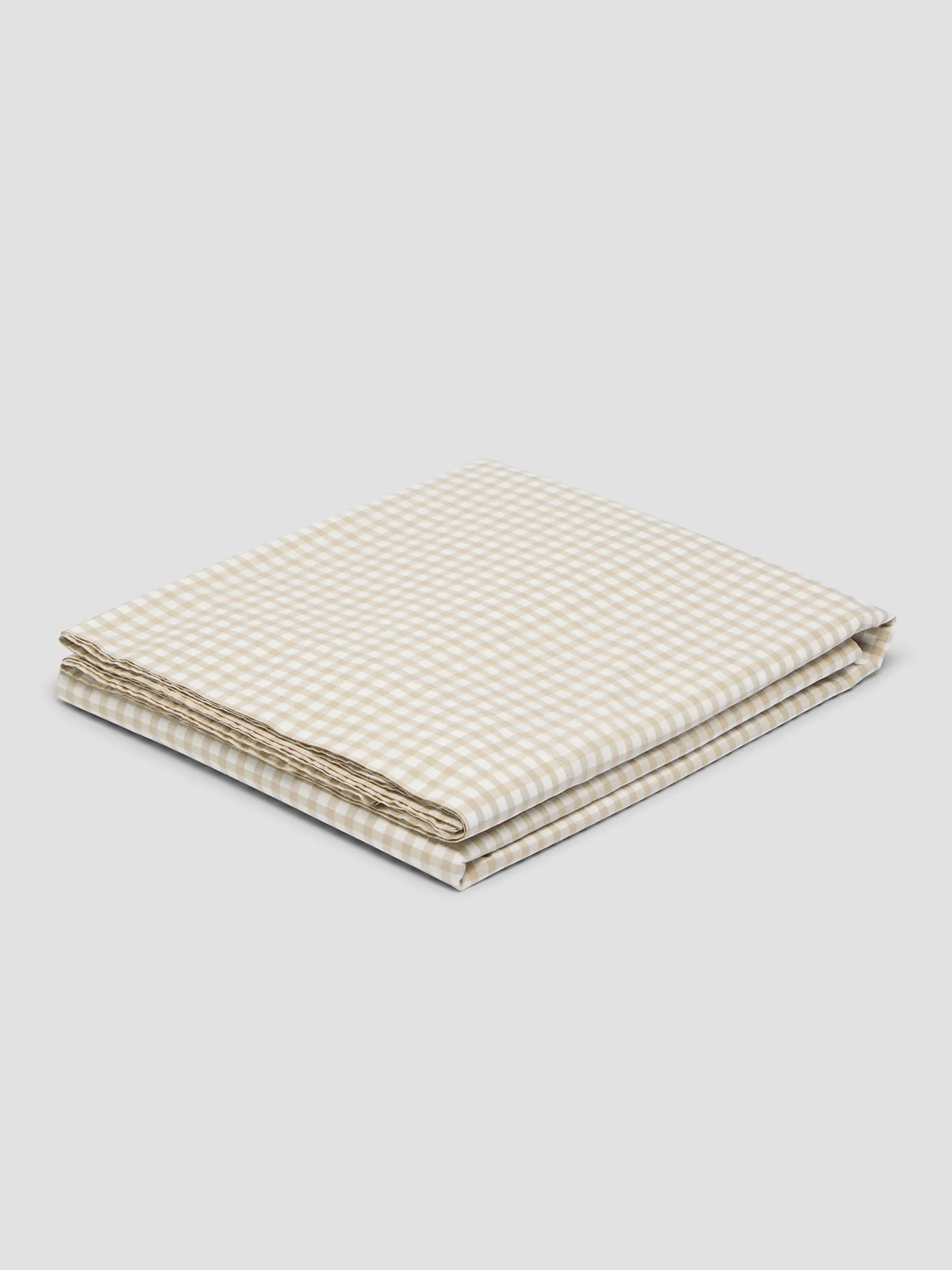 Café au Lait Gingham Washed Cotton Flat Sheet