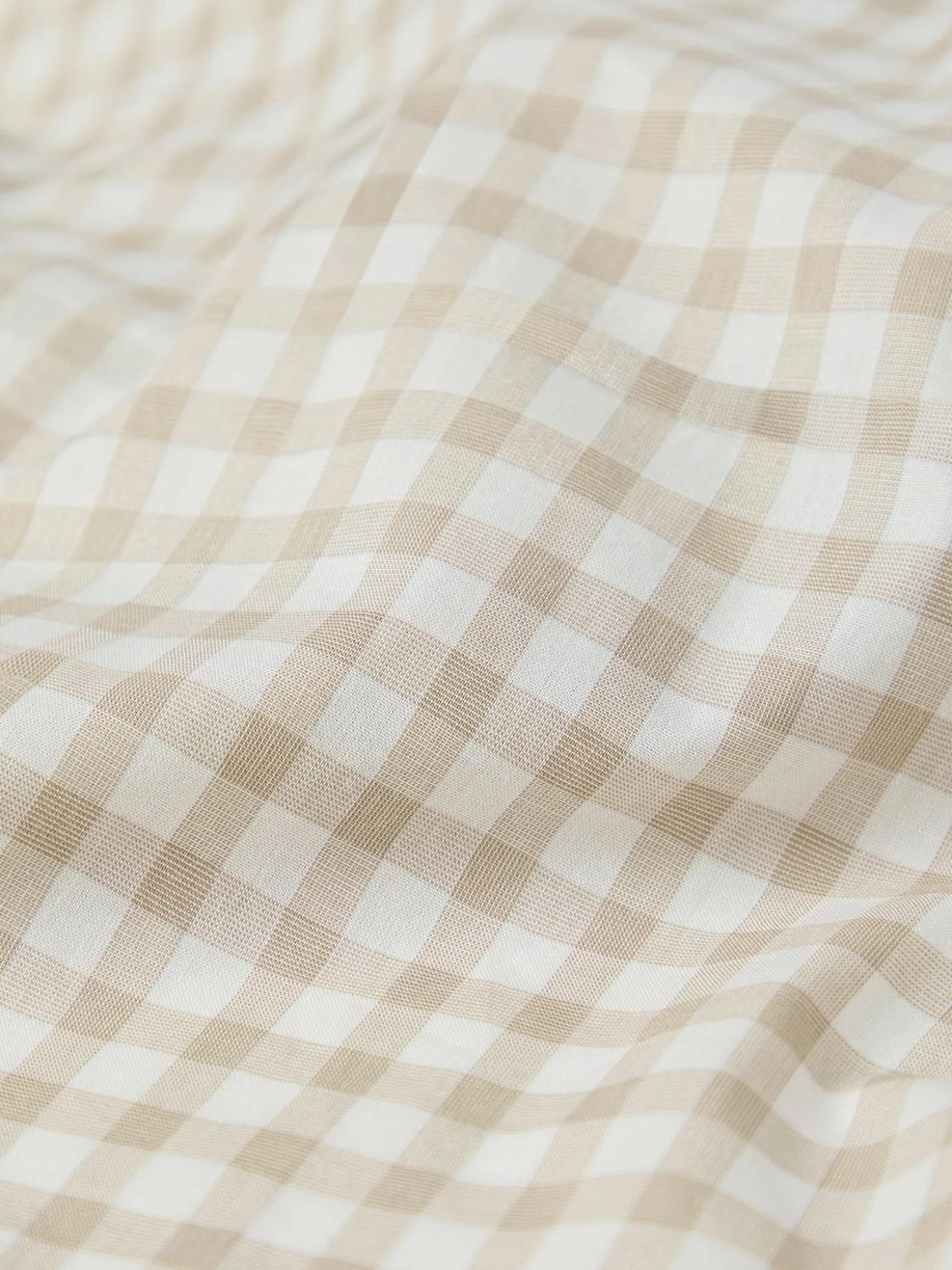 Café au Lait Gingham Washed Cotton Duvet Cover