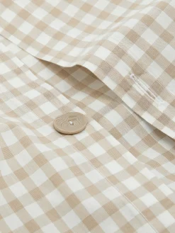 Café au Lait Gingham Washed Cotton Duvet Cover