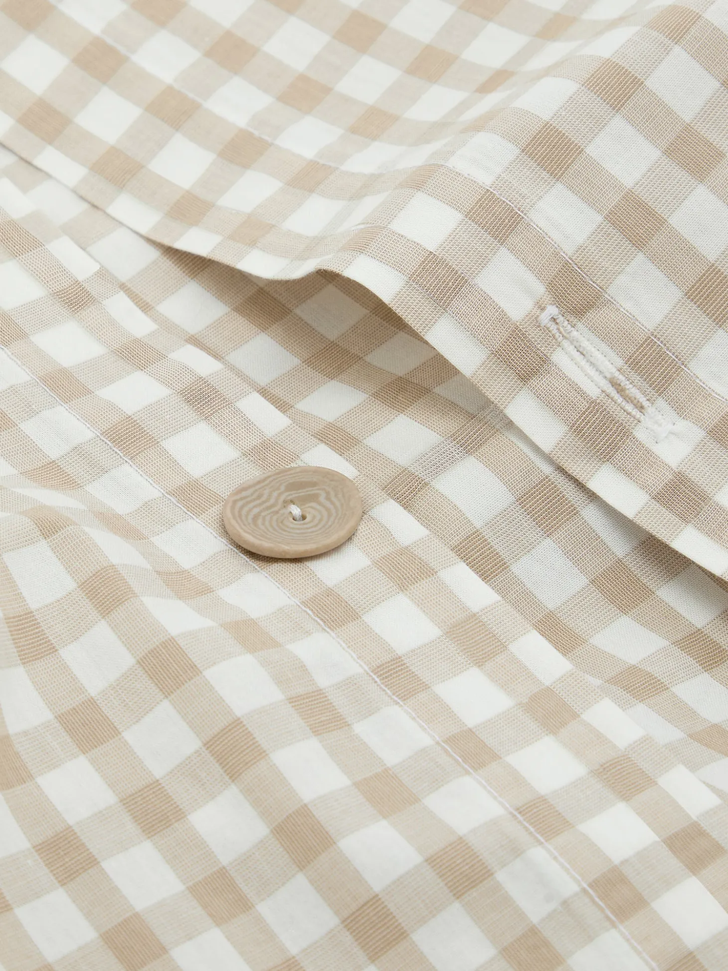 Café au Lait Gingham Washed Cotton Duvet Cover