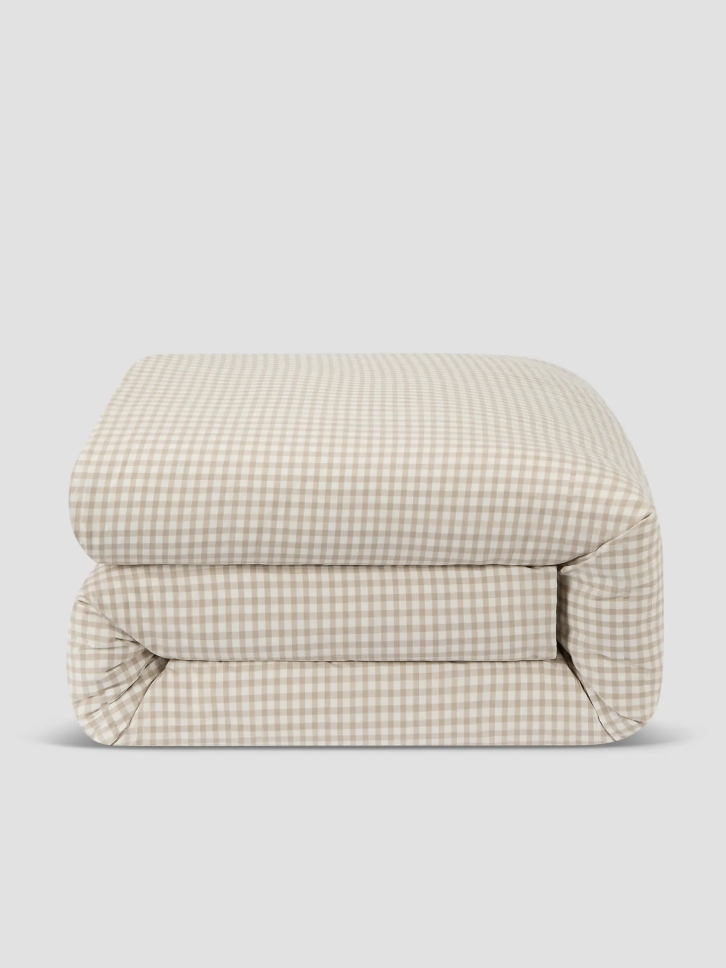 Café au Lait Gingham Washed Cotton Duvet Cover