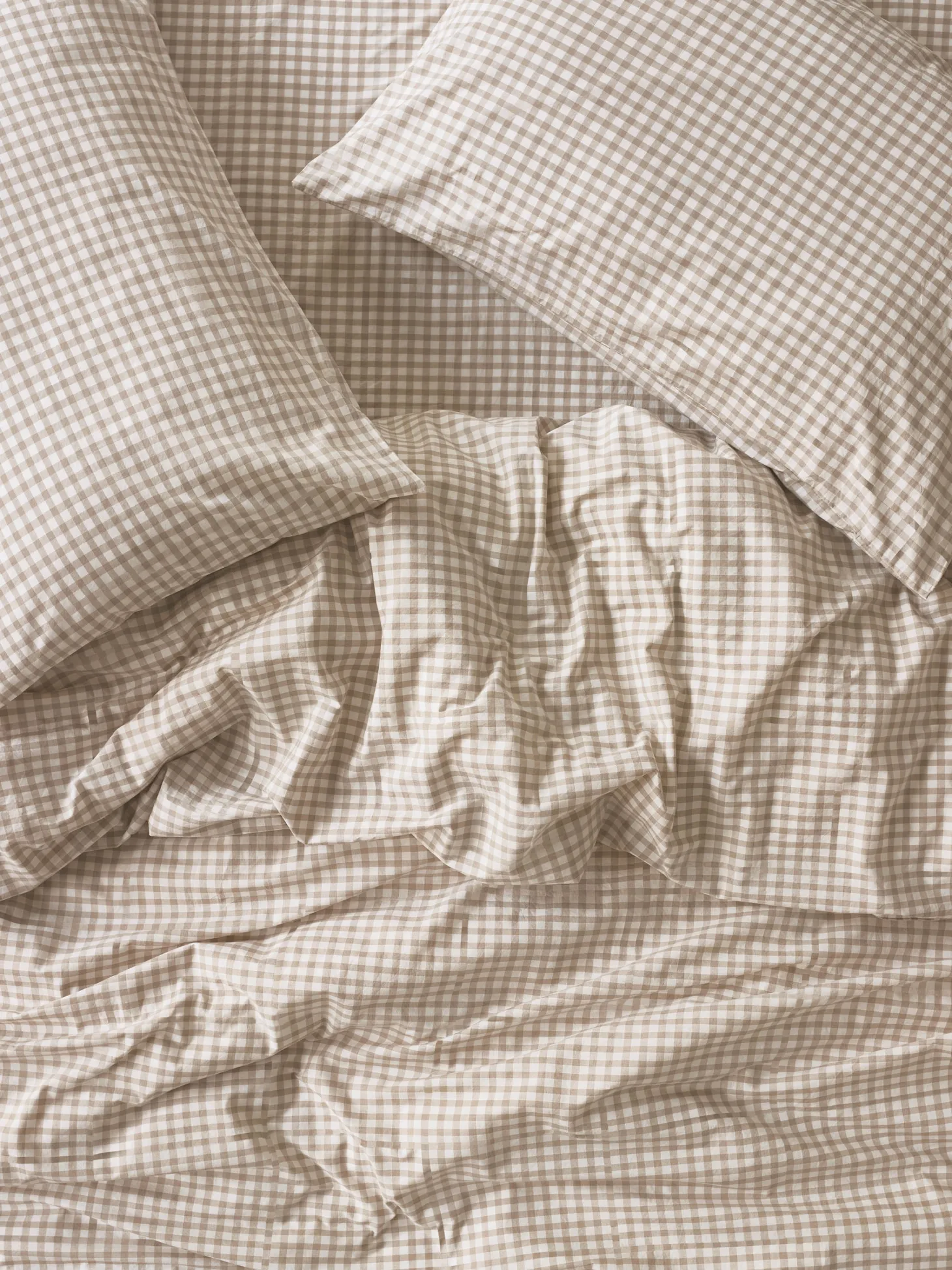 Café au Lait Gingham Washed Cotton Duvet Cover