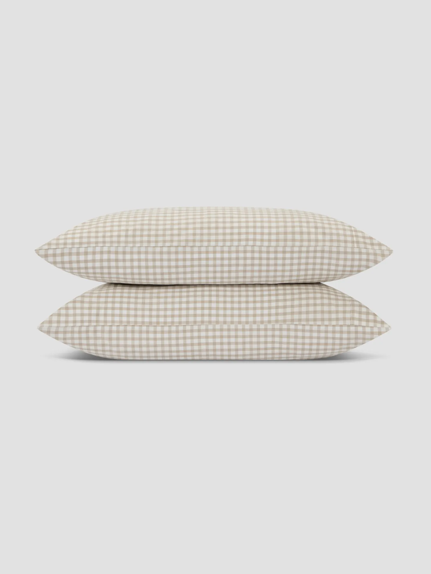 Café au Lait Gingham Washed Cotton Pillowcases (Pair)