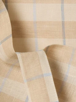 Cafe Au Lait Check Stripes 100% Linen Tote Bag