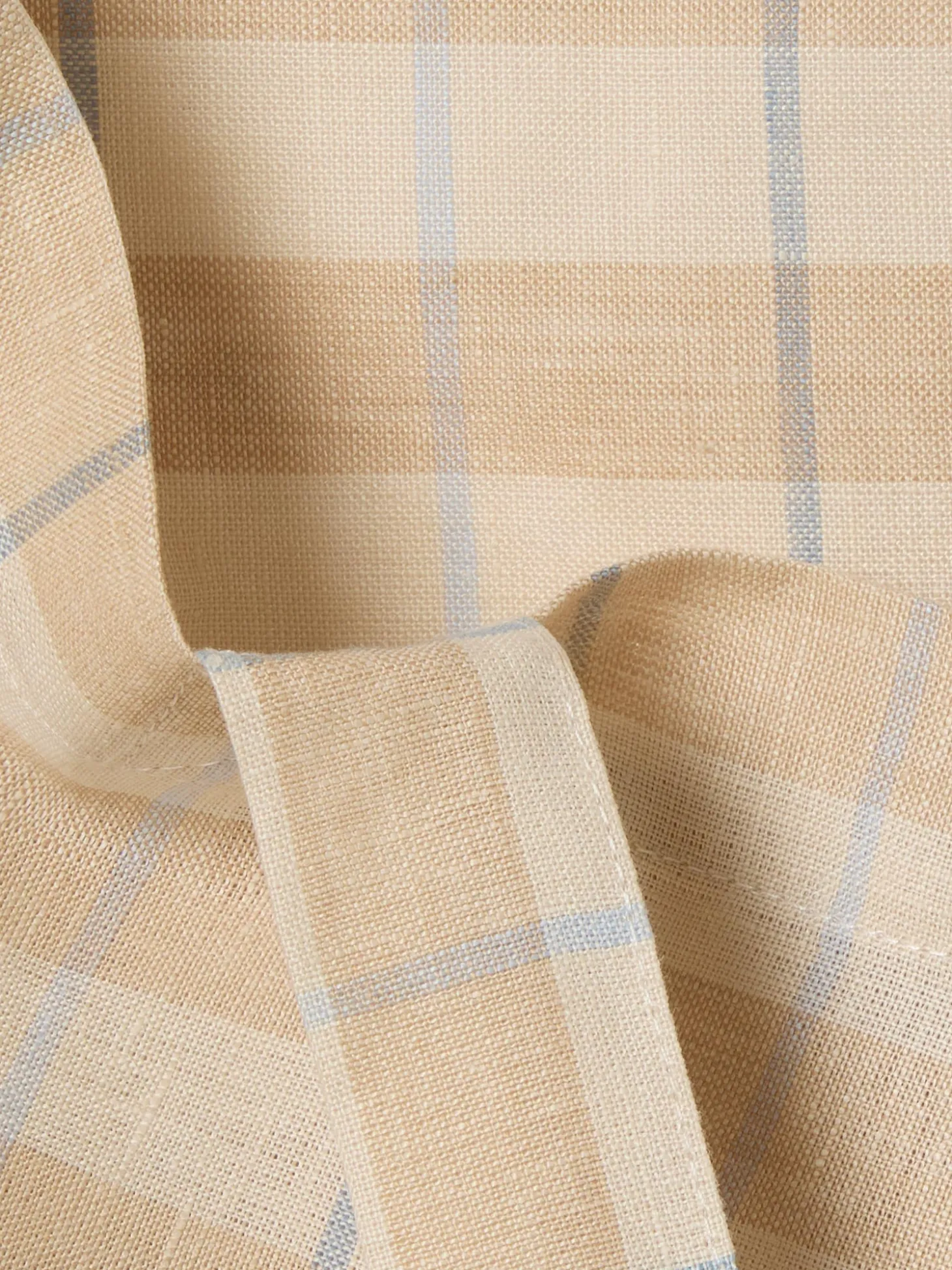 Cafe Au Lait Check Stripes 100% Linen Tote Bag