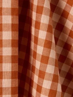 Cinnamon/Peach Colour Drenched Gingham Linen Blend Tea Towel