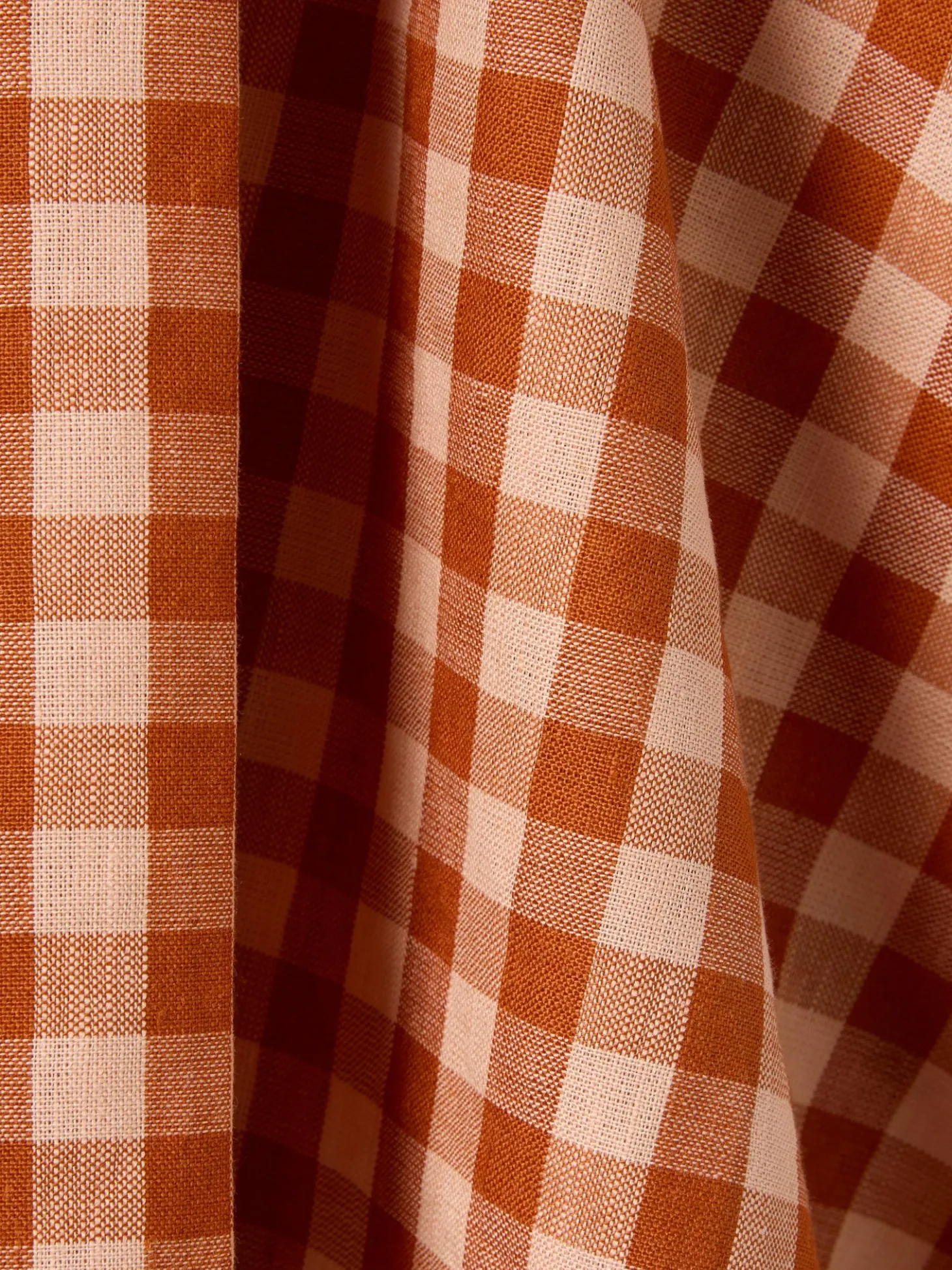 Cinnamon/Peach Colour Drenched Gingham Linen Blend Tea Towel