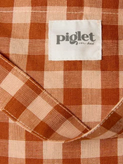 Cinnamon/Peach Colour Drenched Gingham Linen Blend Tote Bag