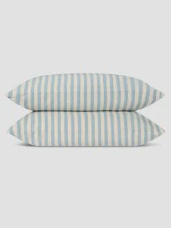 Coastal Blue Pembroke Stripe Linen Blend Pillowcase (Pair)