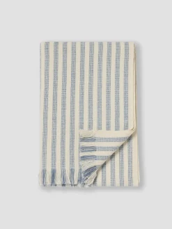 Coastal Blue Pembroke Stripe Wool Throw