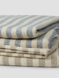 Coastal Blue Pembroke Stripe Wool Throw