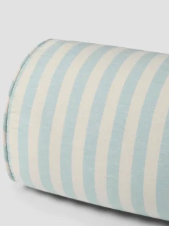 Coastal Blue Pembroke Stripe Linen Blend Bolster Filled Cushion