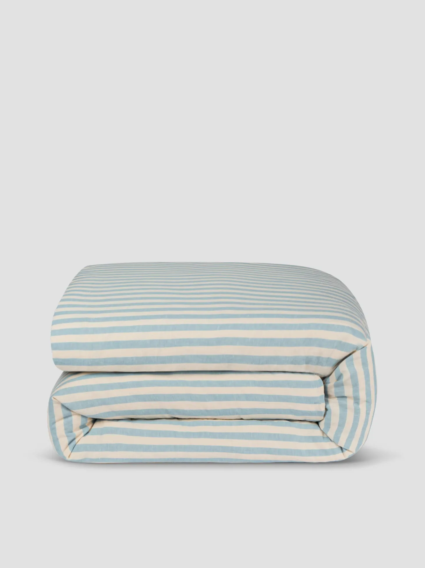 Coastal Blue Pembroke Stripe 100% Linen Duvet Cover