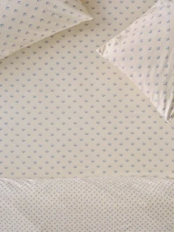 Cove Blue Martha Floral Cotton Fitted Sheet