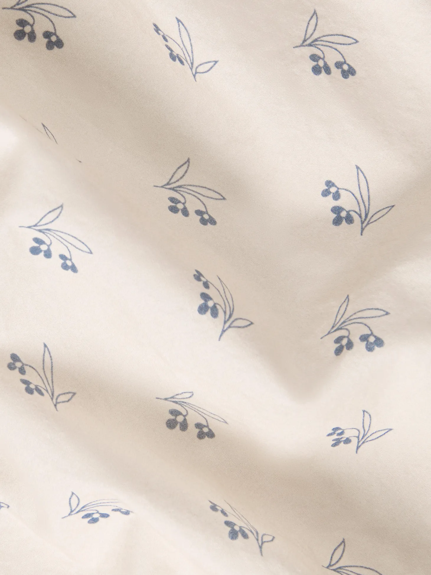 Cove Blue Martha Floral Cotton Flat Sheet