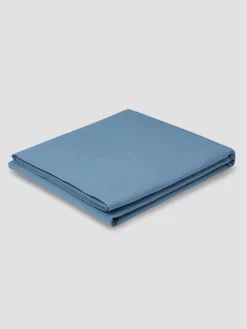 Cove Blue Washed Cotton Percale Flat Sheet